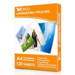 120 Sheets A4 Laminating Pouches,Gloss Finish,Rounded Corners, Clear,120 Micron (2 x 60 Micron) Laminator Pouches Glossy Laminate Pouch-Flexible Rigidity for Everyday Use