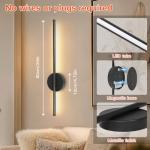 Ketom 2 Pack USB Rechargeable Wall Lights Black, LED Battery Operated Wall Lights Indoor with Remote, 3 Color Temperature & Dimmable & Timer Function, Wireless Sconces for Bedroom Hallway