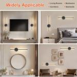 Ketom 2 Pack USB Rechargeable Wall Lights Black, LED Battery Operated Wall Lights Indoor with Remote, 3 Color Temperature & Dimmable & Timer Function, Wireless Sconces for Bedroom Hallway