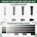 Wood Furniture Repair Kit, Black Dark Light Grey White Touch Up Filler, Oak Laminate Floor Repair Kit for Scratches Cracks Holes Stains, Easy to use