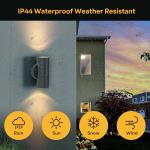 Kerry Wall Lights, Up Down Mains Powered Lighting, Anthracite Grey Stainless Steel IP44 Waterproof, Exterior Wall Sconce for, Front Door, Patio, Porch, Garden, Garage, 2 Pack