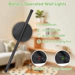 Kimjo 40cm Battery Operated Wall Lights, Modern Rechargeable Wall Lamps, Cordless Wall Sconce with Remote Control, Dimmable Wall Mounted Light Indoor with Timer Function for Bedroom, Hallway, 2 Packs
