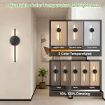 Kimjo 40cm Battery Operated Wall Lights, Modern Rechargeable Wall Lamps, Cordless Wall Sconce with Remote Control, Dimmable Wall Mounted Light Indoor with Timer Function for Bedroom, Hallway, 2 Packs