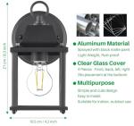 EBION Outdoor Wall Lights,Outdoor Wall Lantern IP44 Waterproof,Black Exterior Wall Sconce Light Fixtures with Clear Glass Shade,Aluminum Outside Wall Lamp for Porch Front Door Patio Garden,2 Pack