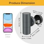 Kerry Wall Lights, Up Down Mains Powered Lighting, Anthracite Grey Stainless Steel IP44 Waterproof, Exterior Wall Sconce for, Front Door, Patio, Porch, Garden, Garage, 2 Pack