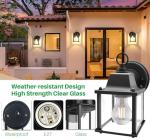 EBION Outdoor Wall Lights,Outdoor Wall Lantern IP44 Waterproof,Black Exterior Wall Sconce Light Fixtures with Clear Glass Shade,Aluminum Outside Wall Lamp for Porch Front Door Patio Garden,2 Pack