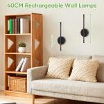 Kimjo 40cm Battery Operated Wall Lights, Modern Rechargeable Wall Lamps, Cordless Wall Sconce with Remote Control, Dimmable Wall Mounted Light Indoor with Timer Function for Bedroom, Hallway, 2 Packs