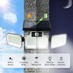 280 LED Solar Flood Lights Outdoor, 3 Adjustable Heads Solar Lights Outdoor Garden Motion Sensor, Waterproof Wireless Solar Security Lights Outside for Yard Garage Driveway Patio Garden, 1 Pack