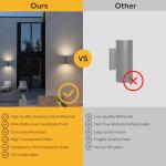 Kerry Wall Lights, Up Down Mains Powered Lighting, Anthracite Grey Stainless Steel IP44 Waterproof, Exterior Wall Sconce for, Front Door, Patio, Porch, Garden, Garage, 2 Pack