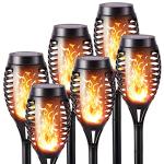 Geemoo 6 Pack Solar Flickering Dancing Flame Lights Waterproof Solar Torch Lights for Outdoor Garden Patio Pathway Yard Driveway Decorative, Warm White