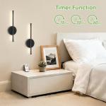 Kimjo 40cm Battery Operated Wall Lights, Modern Rechargeable Wall Lamps, Cordless Wall Sconce with Remote Control, Dimmable Wall Mounted Light Indoor with Timer Function for Bedroom, Hallway, 2 Packs