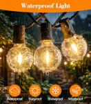 String Outdoor Festoon Garden Lights - G40 65.5Ft 20M LED Light Mains Powered with Remote Control Dimmable Timer Waterproof Shatterproof Bulb Hanging Outside Lighting for Gazebo Balcony Patio Pergola