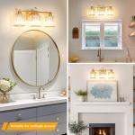 Lxybcce Modern Crystal Bathroom Vanity Light, Gold Bathroom Lighting Fixture, Crystal Brass Vanity Light Fixture Over Mirror, Bath Wall Mounted Lighting for Bedroom, Living Room