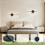 Kimjo 40cm Battery Operated Wall Lights, Modern Rechargeable Wall Lamps, Cordless Wall Sconce with Remote Control, Dimmable Wall Mounted Light Indoor with Timer Function for Bedroom, Hallway, 2 Packs