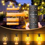 Outdoor String Lights Mains Powered - G40 Garden Festoon Lights 100FT/30M Dimmable with Remote Control Shatterproof LED Bulbs 3 Modes & 2 Timer Settings Waterproof for Outdoor Patio Gazebo Pergola