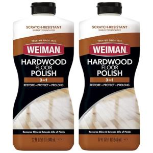 Weiman Wood Floor Polish and Restorer 32 Ounce (2 Pack) - High-Traffic Hardwood Floor, Natural Shine, Removes Scratches, Leaves Protective Layer - Packaging May Vary