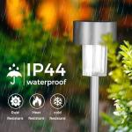 Jsdoin 12PCS Solar Garden Lights, Garden Stake Light Stainless Steel LED Solar Lights Waterproof Auto On-Off Pathway Lighting for Walkway, Patio, Outdoor, Lawn, Driveway