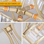 Kaniker 5-Light Crystal Chandelier Ceiling Light Fixture with Adjustable Height, Gold Drum Pendant Light for Dining Room Light Fixture, Kitchen Island, Bedroom, Living Room, Elegant Modern Lighting