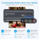 BONSEN A4 Laminator Machine with 60 Laminating Pouches, Never Jam Technolagy, 270mm/min Quick Lamination for Office, Home, School Crafts, Menu, L3401
