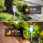Jsdoin 12PCS Solar Garden Lights, Garden Stake Light Stainless Steel LED Solar Lights Waterproof Auto On-Off Pathway Lighting for Walkway, Patio, Outdoor, Lawn, Driveway
