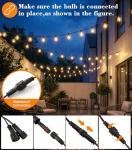 String Outdoor Festoon Garden Lights - G40 65.5Ft 20M LED Light Mains Powered with Remote Control Dimmable Timer Waterproof Shatterproof Bulb Hanging Outside Lighting for Gazebo Balcony Patio Pergola