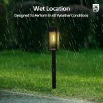 Philips 8 Packs Solar Pathway Lights Outdoor, Glass Metal Led Garden Landscape Lightings, 3000K Warm White, Waterproof for Decor Yard, Walkway, Patio, Driveway, Lawn