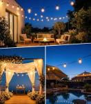 String Outdoor Festoon Garden Lights - G40 65.5Ft 20M LED Light Mains Powered with Remote Control Dimmable Timer Waterproof Shatterproof Bulb Hanging Outside Lighting for Gazebo Balcony Patio Pergola
