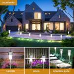 Jsdoin 12PCS Solar Garden Lights, Garden Stake Light Stainless Steel LED Solar Lights Waterproof Auto On-Off Pathway Lighting for Walkway, Patio, Outdoor, Lawn, Driveway