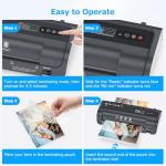 BONSEN A4 Laminator Machine with 60 Laminating Pouches, Never Jam Technolagy, 270mm/min Quick Lamination for Office, Home, School Crafts, Menu, L3401