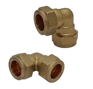 Pipestation 15mm Compression Elbow Connectors (Pack of 2) | Durable Compression Joint Plumbing Fittings for Copper Plumbing Pipe Connectors | 15mm Brass Compressions Plumbers Pipe Fitting