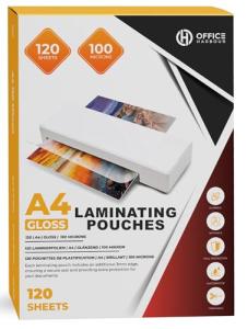 A4 Laminating Pouches – 120 Sheets | 100 Micron | Gloss Finish | Waterproof, Durable, Trimmable, Wipeable | 3mm Border for Smooth Sealing | Perfect for Documents, Photos, Menus, Certificates