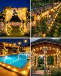 btfarm 30M/100FT Outdoor Festoon Lights Mains Powered with Remote, 40+2 LED Garden String Light Timer Dimmable with Shatterproof G40 Bulbs, Waterproof Outside Lighting for Gazebo Pergola Patio Wedding