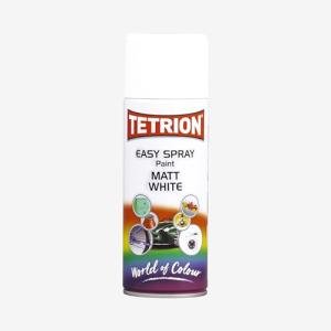 Tetrion Matt White Spray Paint - 400ml Aerosol for High Visibility Finishes on Wood, Metal, Plastic & Ceramic - Quick-Dry Formula