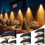 Delaiglow Solar Fence Lights 8 Pack - Solar Wall Lights Warm White Waterproof Outdoor Garden Lights for Fence, Wall & Patio, Decorative Ambient Lighting