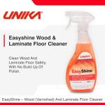 Unika EasyShine Wood & Laminate Floor Cleaner 500ml – Ready to Use Spray Cleaner for Varnished Wood & Laminate Floors, No Polish Build Up, Dries to a Sparkling Shine