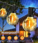 Outdoor String Lights Garden 65Ft 20M LED Festoon Light Mains Powered with Remote Dimmable Timer Outside Light Waterproof G40 26+2 Bulbs Hanging Patio Lighting Party Wedding for Gazebo Pergola Balcony