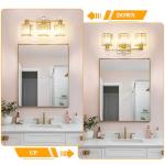Lxybcce Modern Crystal Bathroom Vanity Light, Gold Bathroom Lighting Fixture, Crystal Brass Vanity Light Fixture Over Mirror, Bath Wall Mounted Lighting for Bedroom, Living Room