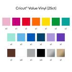 Cricut Value Vinyl | 25 Sheets | 30.5 cm x 30.5 cm (12" x 12") | Self Adhesive Permanent Vinyl for All Cricut Cutting Machines | Variety Pack
