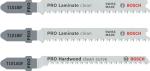 Bosch 3x PRO Laminate Jigsaw Blade Set 3-Piece for T-Shank (for Parquet, Solid Laminate Vinyl, PVC, Length mm, Professional Accessory Jigsaw)
