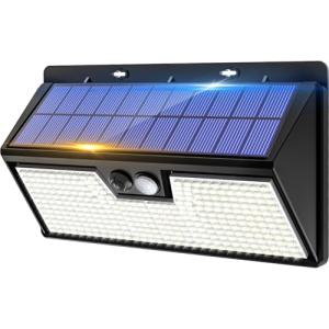 vighep Solar Security Lights Outdoor Motion Sensor, 318LED Super Bright Led Solar Powered Light with 3 Lighting Modes, IP65 Waterproof Wireless Pir Wall Lights for Outside Garden Fence Yard Path