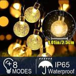 iihome 90 LED 50 ft Solar Powered Garden Lights Outdoor Waterproof String Lights Crystal Ball Decorative Lighting for Garden, Patio, Yard, Home, Chrismas Tree, Parties(Warm White)
