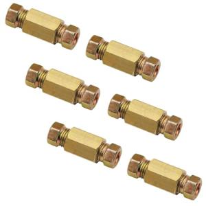 3/16" Brake Pipe Fittings Set, 6 Unions and 12 Nuts for 4.75mm SAE Flaring Brake Line Kit