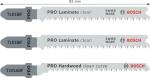 Bosch 3x PRO Laminate Jigsaw Blade Set 3-Piece for T-Shank (for Parquet, Solid Laminate Vinyl, PVC, Length mm, Professional Accessory Jigsaw)