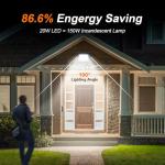 GRIFEMA 20W LED Floodlight Outdoor, 2200LM, 6500K Cool White, IP66 Waterproof, Adjustable 180° Bracket, Security Lighting for Garden, Garage, Yard, Pack of 2, No Plug​