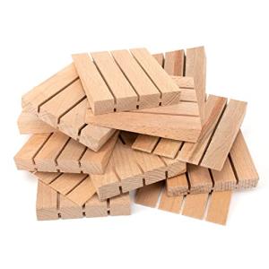 JCP Hardwood Wooden Wedges Wood Shims, Fence Panel Wedges, 12 x Blocks of 4 (48 Wood Wedges in Total) L 92mm x W 16mm x H 15mm > 1mm