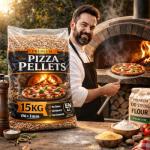 15kg Premium Pizza Wood Pellets – Hardwood Cooking Pellets for Pizza Ovens, BBQs, Smokers & Fire Grills | 100% Natural, Chemical Free | High Heat Output, Clean Burning, Easy to Ignite