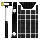 53Pcs Laminate Floor Kit with 50pcs Laminate Floor Spacers, Double Sided Rubber Mallet, Pull Bar, Tapping Block for Woodworking Laminate Flooring Installation