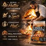 15kg Premium Pizza Wood Pellets – Hardwood Cooking Pellets for Pizza Ovens, BBQs, Smokers & Fire Grills | 100% Natural, Chemical Free | High Heat Output, Clean Burning, Easy to Ignite