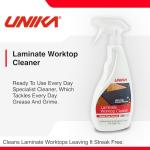 Unika Laminate & Antibacterial Surface Cleaner Spray 500ml – Non-Abrasive Daily Cleaner for Laminate Kitchen Worktops & Hard Surfaces, Biodegradable Formula