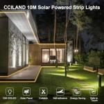 CCILAND 10M Solar LED Strip Lights Outdoor, IP68 Waterproof Light Strip with 8 Modes Remote Dimmable Flexible Sleeve Strip for Garden Porch Patio Gazebo Decor - Warm White